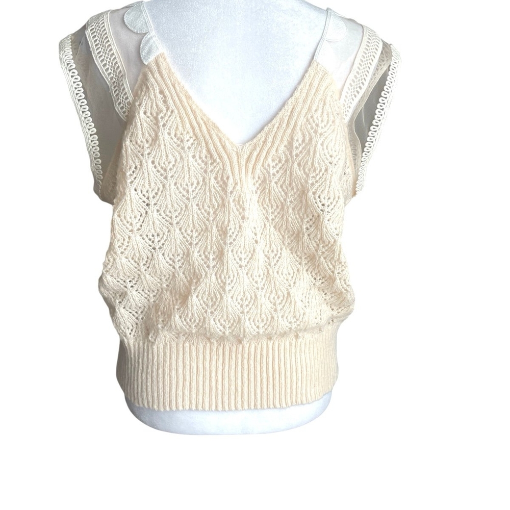 Cream Knit Sleeveless Top
